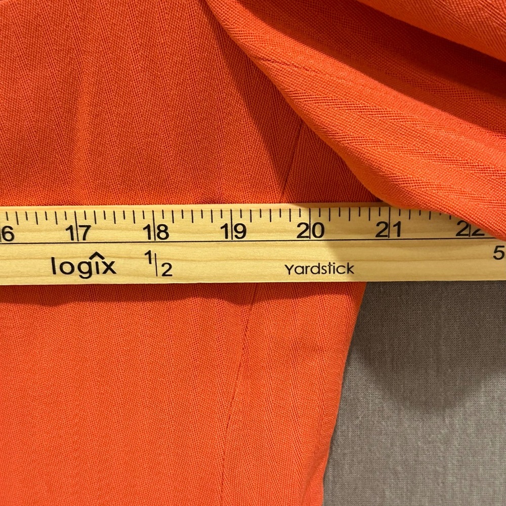 Donna Karan Vtg 90s Orange Wool Blend Textured Blazer Jacket Women's Size 14 - Picture 6 of 10